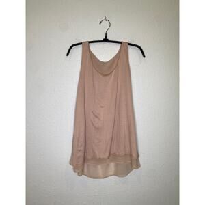 LOFT Blush Tank Top Sleeveless With Under Layer Mesh Hem Scoop Neck EUC Sz M